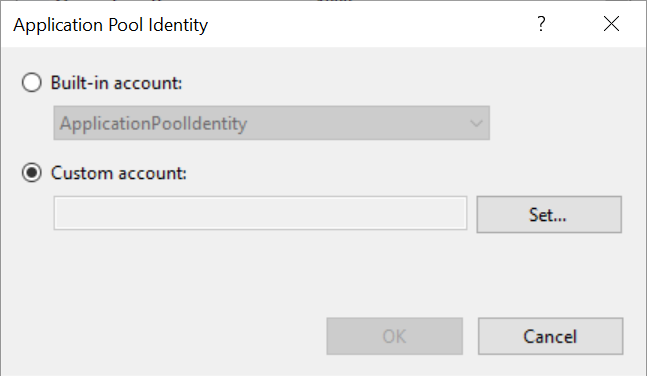 Application Pool Identity Custom Account